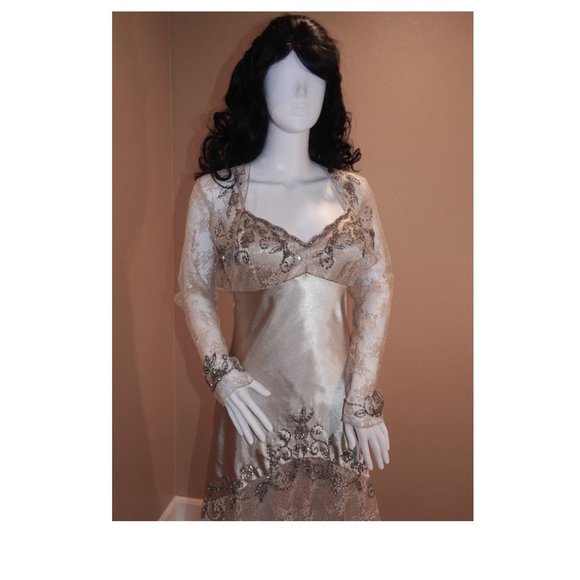 Xsape by Joanna Chen SIZE 6 GOLD SEQUINED/LACE 2 PIECE SET - Picture 14 of 16